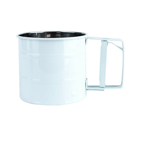 One-hand flour sifter cup; stainless double-mesh crank sifter for baking