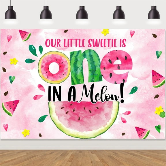 One in A Melon Backdrop Watermelon Theme 1st Birthday Party Decor Photography Background Table Banner Photo Studio Props