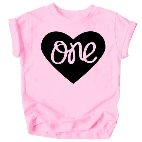 One in Heart 1st Birthday Shirt for Baby Girls First Birthday Outfit Pink Shirt