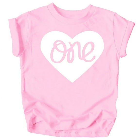 One in Heart 1st Birthday Shirt for Baby Girls First Birthday Outfit Pink Shirt