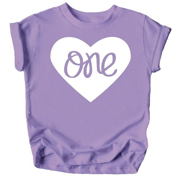 One in Heart 1st Birthday Shirt for Baby Girls First Birthday Outfit Purple Shirt