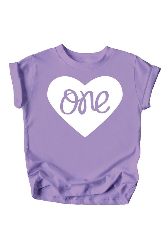 One in Heart 1st Birthday Shirt for Baby Girls First Birthday Outfit Purple Shirt