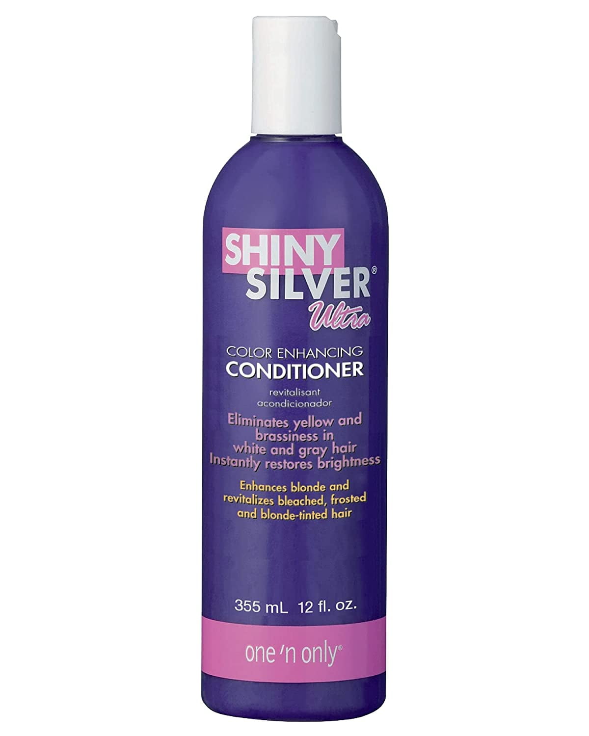 One 'n Only Shiny Silver Ultra Color-Enhancing Conditioner, Restores Shiny Brightness to White, Grey, Bleached, Frosted, or Blonde-Tinted Hair, Protects Hair Color - 12 Fl. Oz