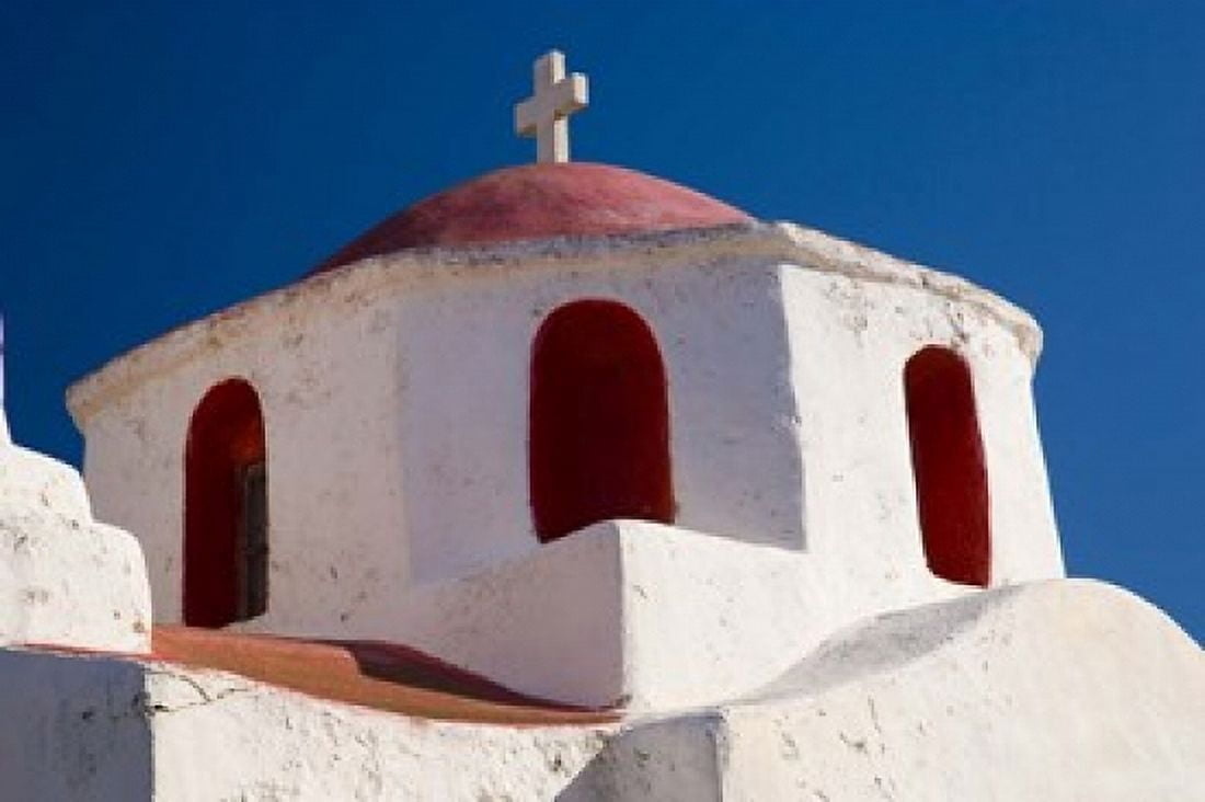 One of Many Chapels Mykonos Greece Canvas Art - Darrell Gulin DanitaDelimont (35 x 24)