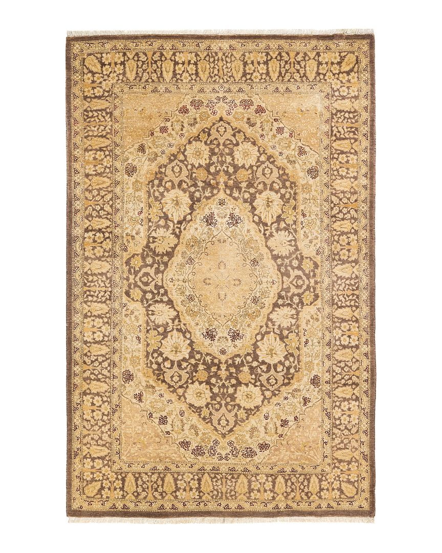 Heirloom Floral Hand-Knotted Wool Rug in Brown, 4' x 6'