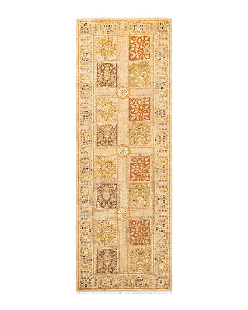 Ivory Hand-Knotted Wool Traditional Runner Rug