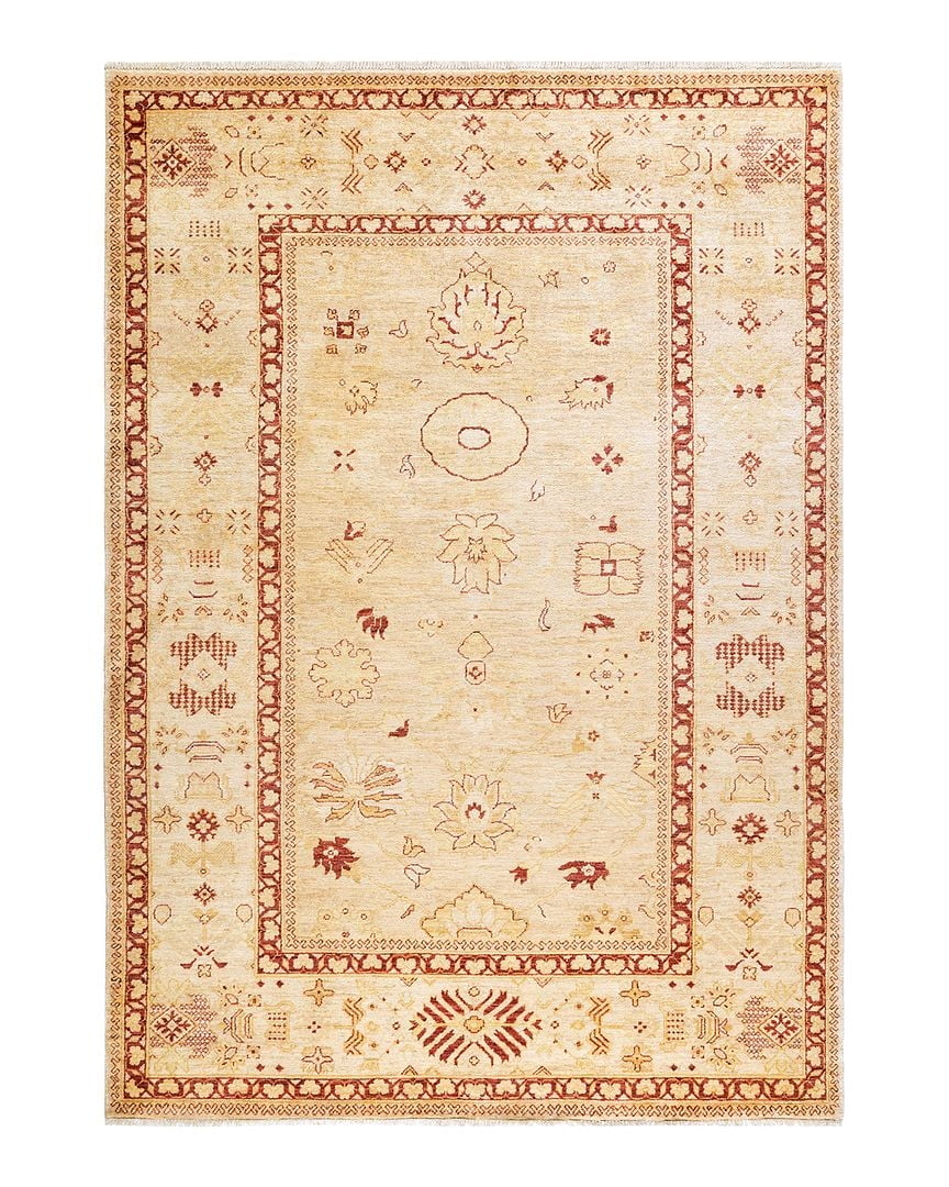 Elegant Ivory Hand-Knotted Wool Area Rug 8' x 10'