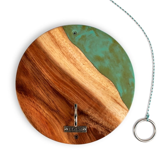One of a Kind Teal and Orange Pearl Epoxy Resin Live-Edge Wood Hook and Ring Toss Game