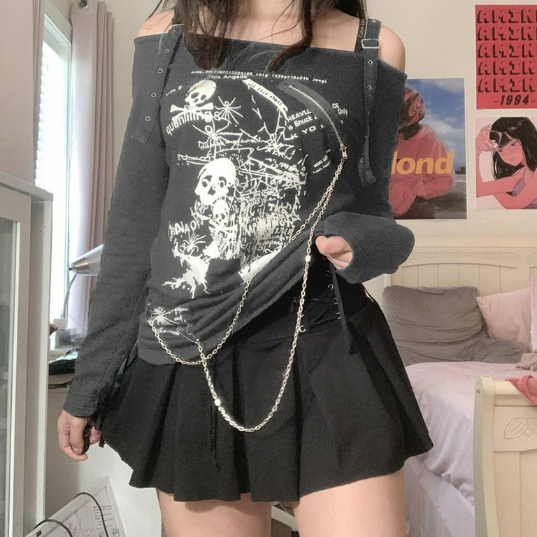 One opening 2000s Dark Academia Grunge T-shirt for Women E One opening 2000s Dark Academia Grunge T-shirt for Women E