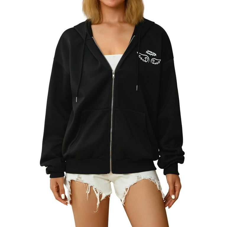 Angel wing zip hoodie sales