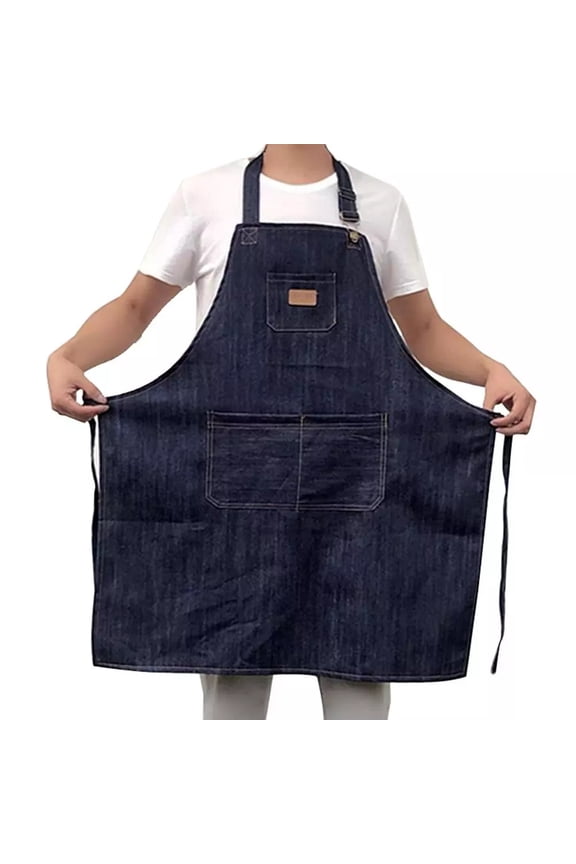 Adults Apron Adjustable Housekeeping Denim Apron with Pocket Cooking Accessories for Women Men