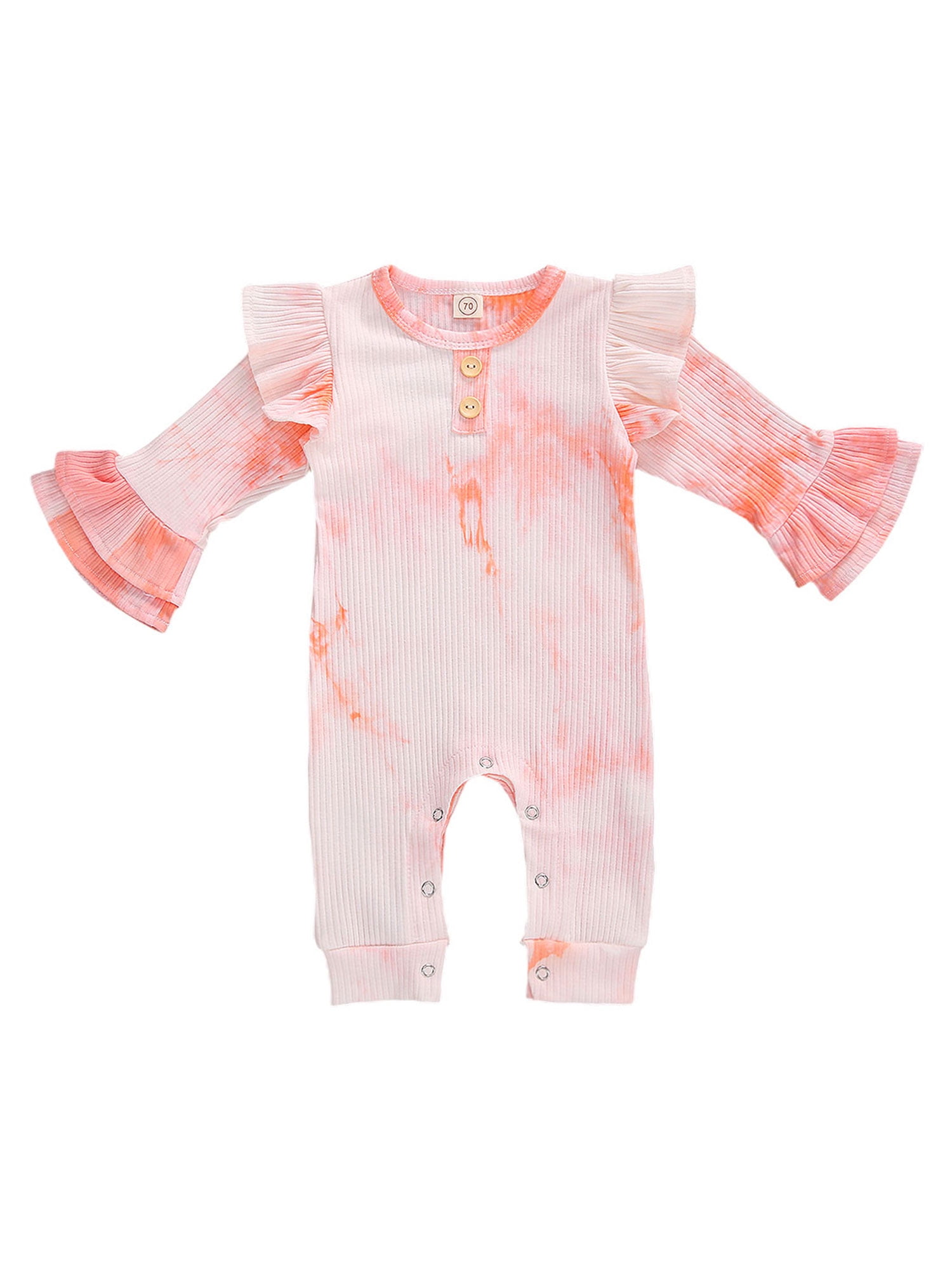 Baby Tie Dye Long-sleeve Cotton Ribbed Jumpsuit