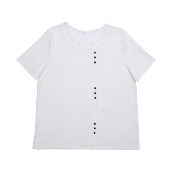 One opening Female Tops, Solid Color Round Collar Short Sleeve T-Shirt Pullover