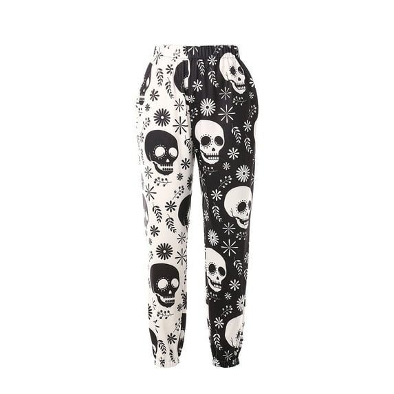 One opening Female Trousers, Floral Print High Elastic Waist Long Harem Pants
