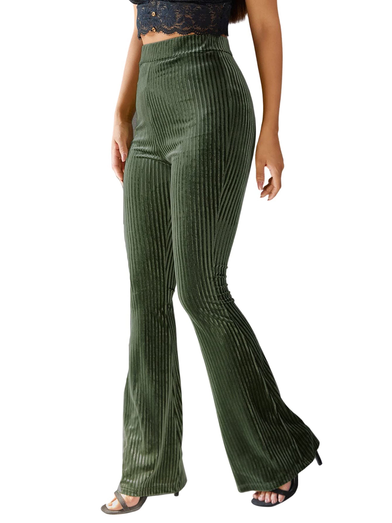 【HI FI FNK】Frog Velvet Pants One opening Flare Pants for Women High Waist Velvet Flare