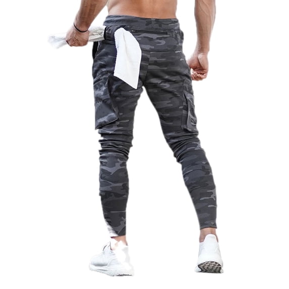 One opening Men Drawstring Joggers Trousers Gym Workout Track Pants with Pockets