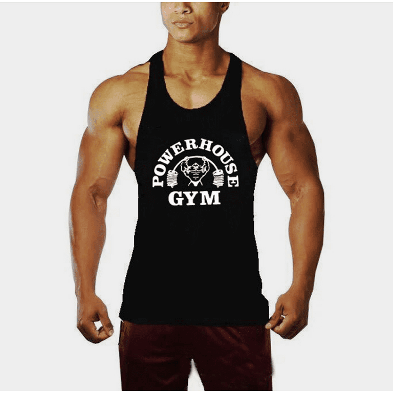 One opening Men Pure Color Fitness Cotton Vest Body Building Stringer Gym  Tank Tops M-XXL 
