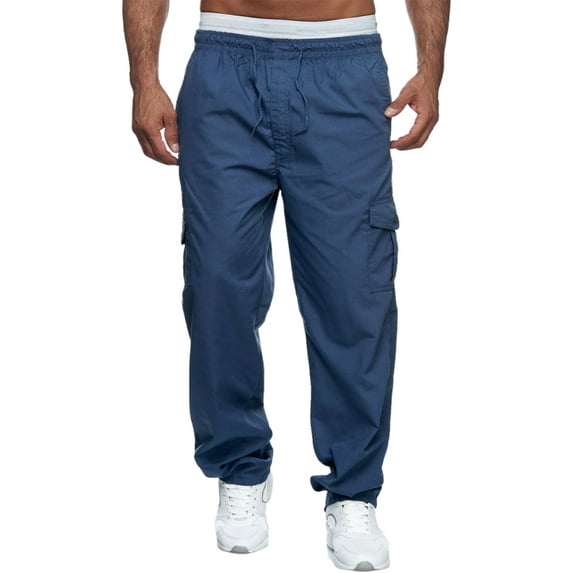 One opening Mens Pants Cargo Joggers Sweatpants Casual Pant Slim Fit Chino Trousers with Pockets