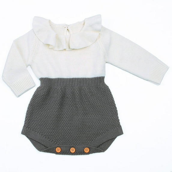One opening Newborn Baby Girl Clothing Rompers Wool Knitting Tops Long Sleeve Romper Warm Outfits Clothes Baby Girls