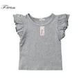 thumbnail image 1 of One opening Newborn Baby Girl Ruffle Sleeve T-Shirt Top Solid Cotton Basic Tee Summer Outfit, 1 of 4