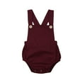 thumbnail image 1 of One opening Newborn Infant Toddler Baby Girls Summer Strap Romper Jumpsuit Backless Bodysuit One Piece Outfit (Dark Red,0-3 Months), 1 of 5