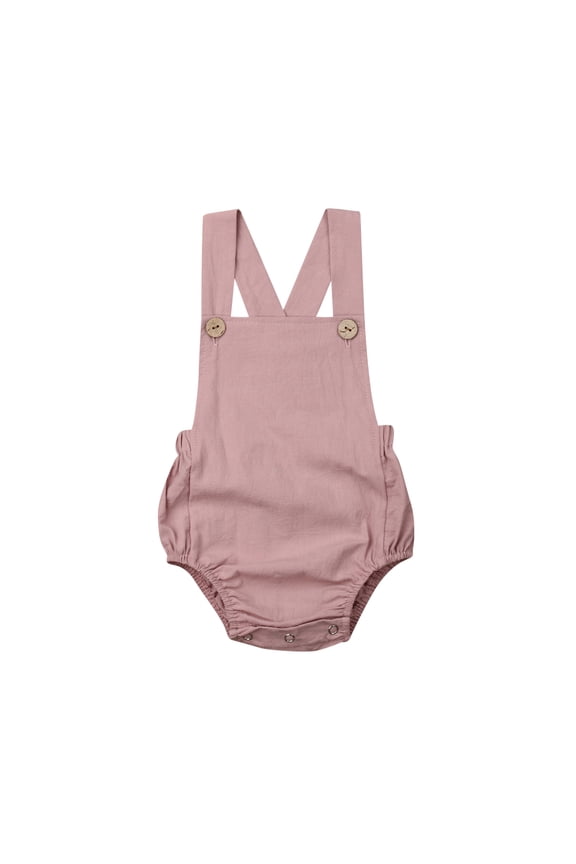Newborn Infant Toddler Baby Girls Summer Strap Romper Jumpsuit Backless Bodysuit One Piece Outfit (Dark Red,0-3 Months)