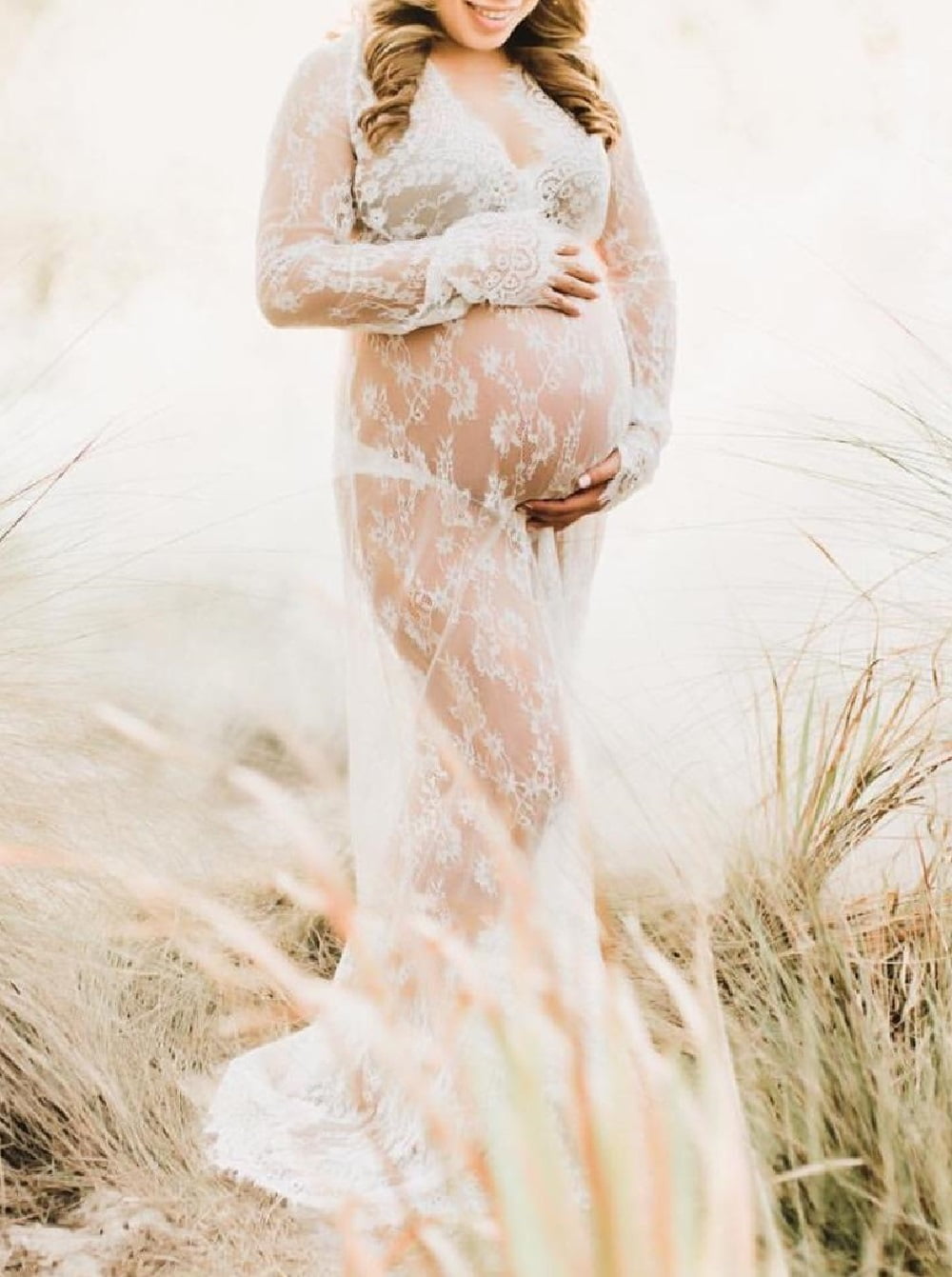 One opening See Through Lace Maternity Solid Color Maternity Maxi Dress - Walmart.com One opening See Through Lace Maternity Solid Color Maternity Maxi Dress - Walmart.com