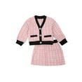 thumbnail image 1 of One opening Toddler Kids Baby Girl Pink Plaid Coat Top Mini Skirts Formal Party Pageant Outfits 2PCS Clothes Set, 1 of 5