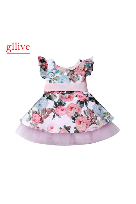 Toddler Newborn Baby Princess Party Lace Flower Tutu Dress Sleeveless Sundress