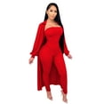 thumbnail image 1 of One opening Two-piece solid color threaded cloak long coat off-shoulder women's jumpsuit, 1 of 5