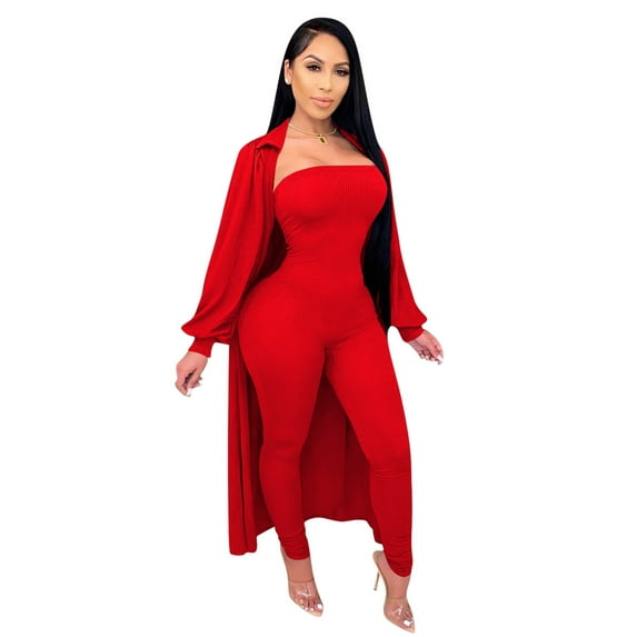 One opening Two-piece solid color threaded cloak long coat off-shoulder women's jumpsuit