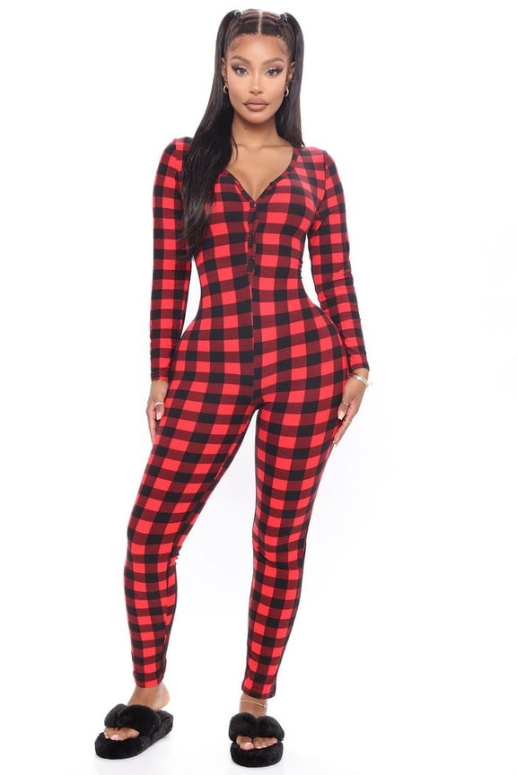 Women Striped One Piece Pajama Union Suit Underwear Set Long Sleeve Romper Jumpsuit Sleepwear