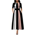 thumbnail image 1 of One opening Women´s Evening Party Dress Half Sleeves Striped Long Dress Elegant A-line Dresses S-2XL, 1 of 5