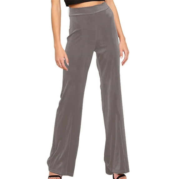 One opening Women's Juniors Corduroy Elastic High Waist Flare Leg Palazzo Long Pants Trousers
