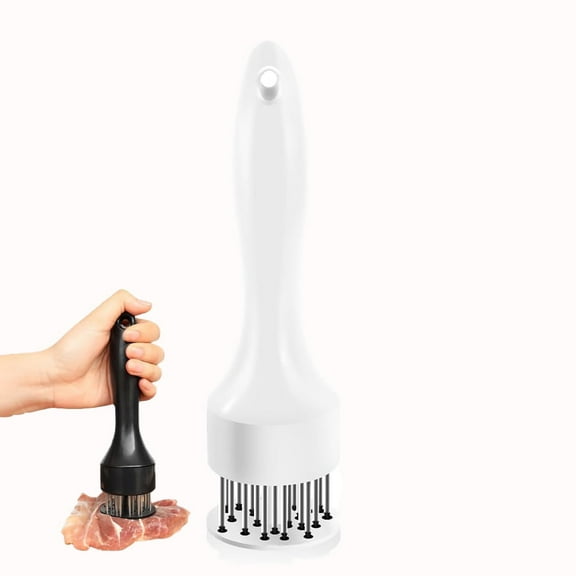 One pack Stainless Steel Meat Tenderizer, Stainless Steel Meat Tenderizer Needle 21 Pin Steak, Ultra Sharp Needle Blades Chicken BBQ Kitchen Cooking(White)