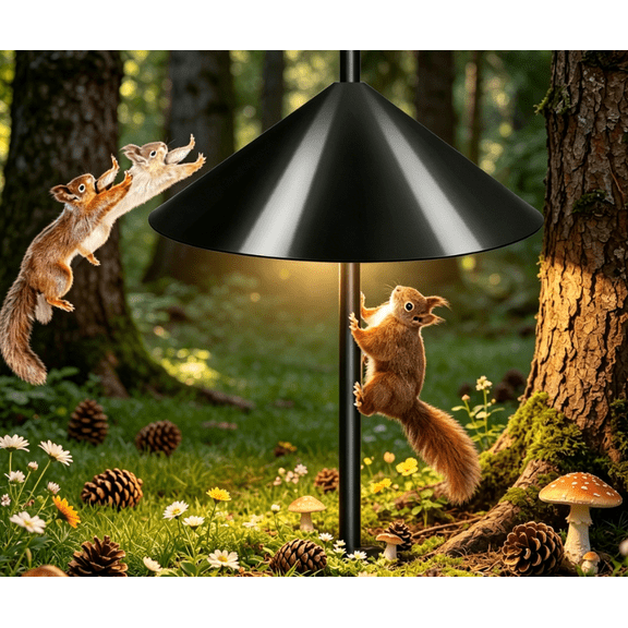 One-piece Bird Feeder Pole with Squirrel-proof Guard,Outdoor Pole-mounted Squirrel-proof Vones,Protecting the Feeding Environment for Wild Birds(12 inchs)