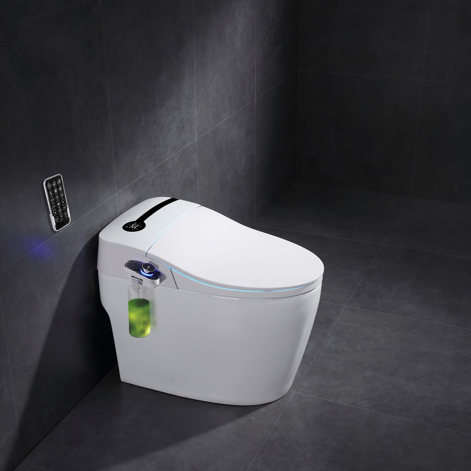 Onepiece Elongated Smart Toilet with Bidet Built in, Heated Seat, Warm