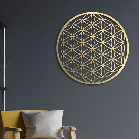 One-piece Flower of Life Metal Wall Decoration. Bedroom Wall Ornament. Living Room Wall Adornment. Lotus Wall Artwork. Couch Above Decor. Floral Wall