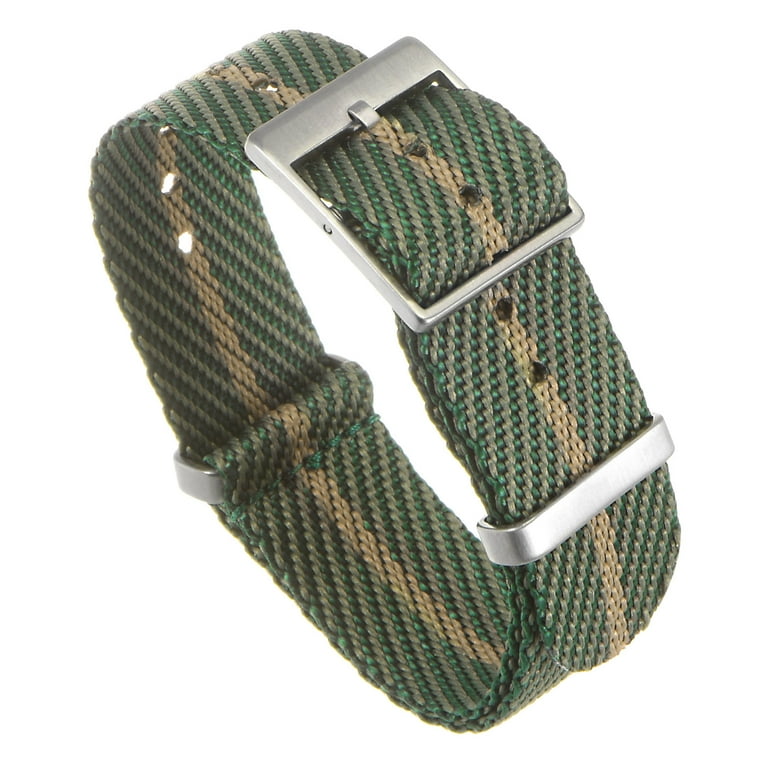 One piece Watch Band 18mm Slip Through Nylon Watch Strap for Men and Women Single Layer Canvas Watchband Green Khaki Walmart