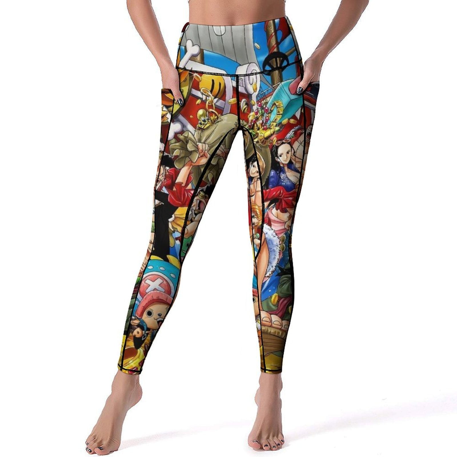 One_piece Women's Yoga Pants with Double Pockets High Waisted Yoga Leggings Gym Leggings Adult