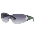 thumbnail image 1 of One-piece frameless five-pointed star Y2K sunglasses personalized sunglasses, made of PC and HD-green, 1 of 5