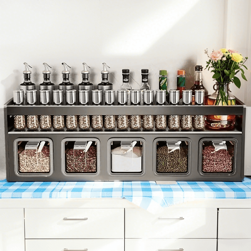 One-piece hanging spice rack, equipped with adjustable shelves and ...