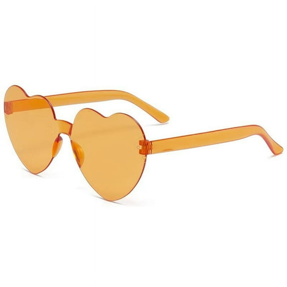 One-piece love heart glasses candy color one-piece frameless sunglasses heart-shaped sun protection sunglasses-Orange slices