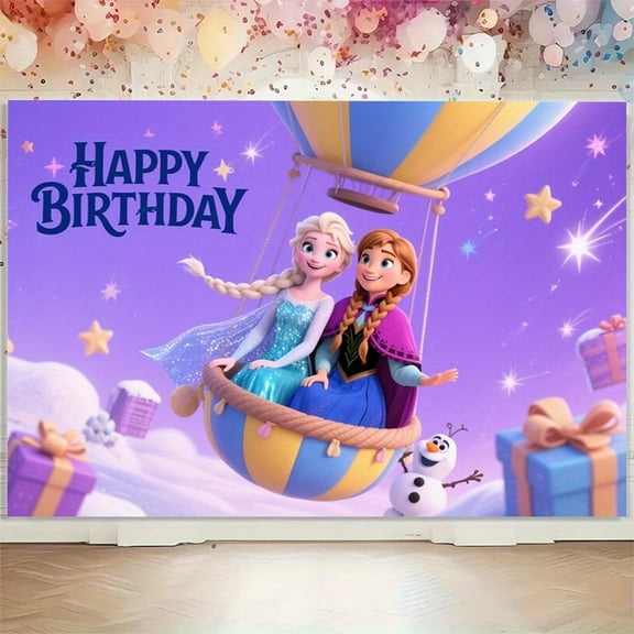 One piece of Elsa Princess and Anna Princess pattern background fabric, perfect for indoor/outdoor garden parties
