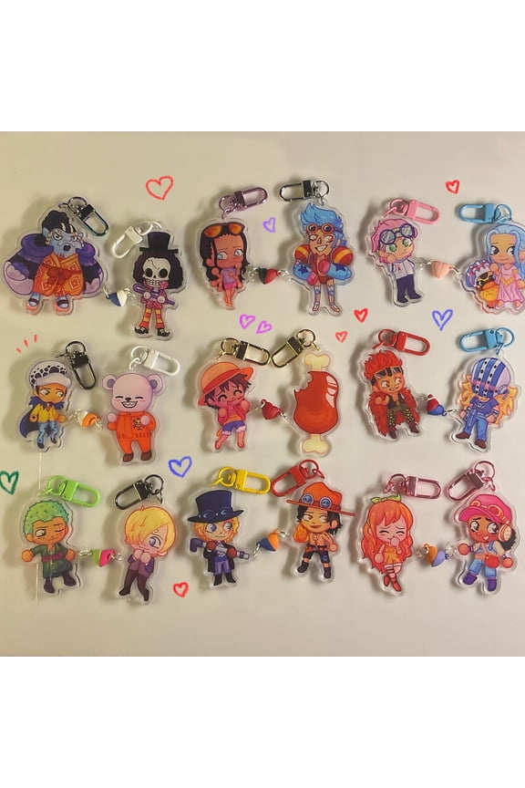 One piece ship keychain magnet heart romance or friendship charms zoro sanji luffy nami trafalgar law ocean charms anime read description (1 keychain)