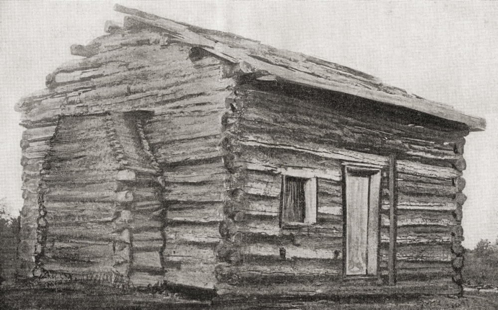 One room one window dirt floor log cabin at Sinking Spring Farm Hardin County Kentucky America where Abraham Lincoln was born Abraham Lincoln 1809 Canvas Art - Ken Welsh Design Pics (17 x 11)