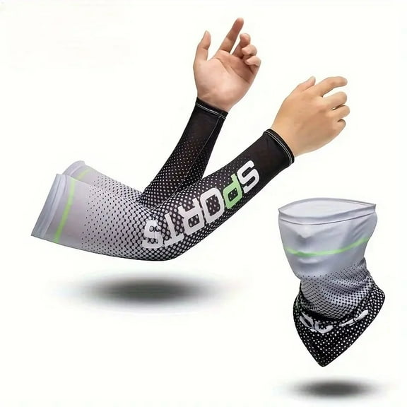One set of UV resistant ice silk cooling sleeves and face mask scarf, the best equipment for summer outings