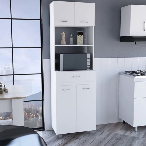 One shelf, top two - door - Store small jars & place microwave - Kitchen nook - CPSIA compliant storage