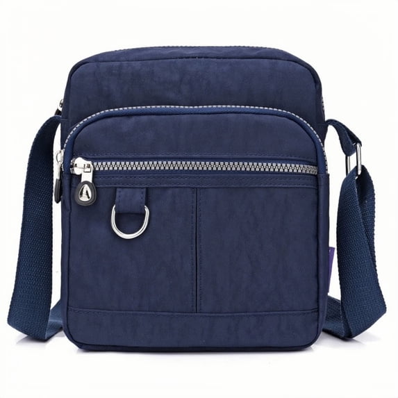 Xeie Thuk Women's Simple Nylon Multi Pocket Solid Color Casual Crossbody Bag Crossbody Bag Blue, 1-Piece