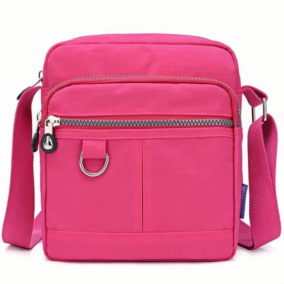 Xeie Thuk Women's Simple Nylon Multi Pocket Solid Color Casual Crossbody Bag Crossbody Bag, Red, 1-Piece